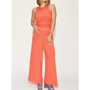 RIBBED TANK AND WIDE LEG PANTS SET Fit: True to size with tons of stretch